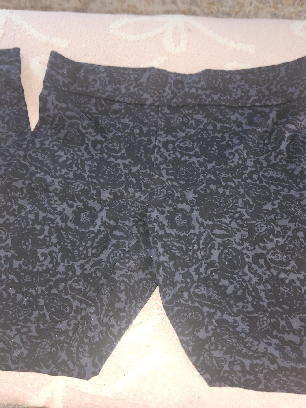 Matty M Dark Blue And Black Floral Ponte Leggings
